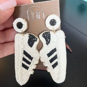 LIGHTWEIGHT Adidas earrings beaded black white trainers sneakers statement